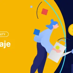 Ilustracja przedstawia, jakie są kryptowaluty. Kobieta podlewa drzewko z monetami Bitcoin, symbolizując wzrost i inwestycje.