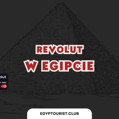 Faraon z kartą Revolut w Egipcie. Słońce, piramida i flaga Egiptu.