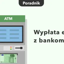 Bankomat z wypłacanym banknotem 100 euro. Dowiedz się, czy w bankomacie można wypłacić euro.