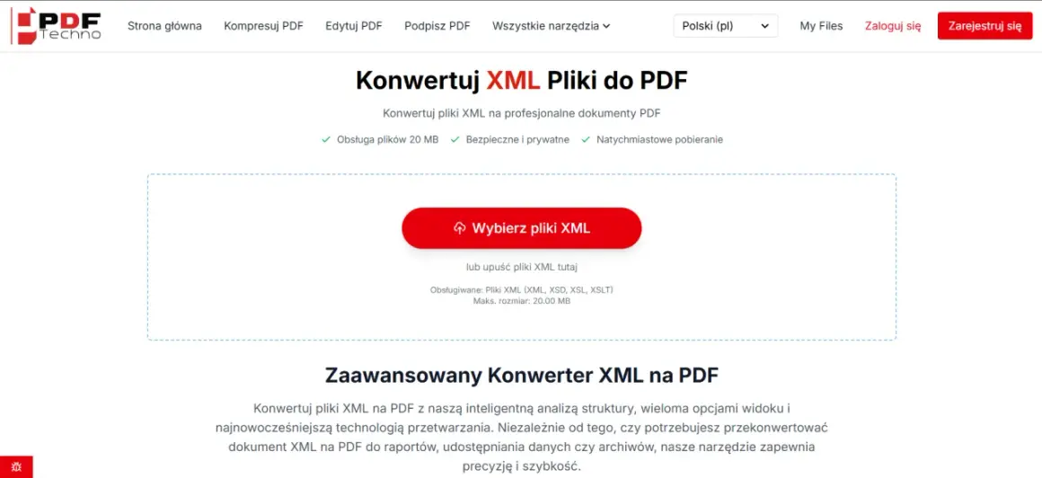 Konwerter XML na PDF. Przekształć pliki XML, np. wyciąg bankowy Santander, na profesjonalne dokumenty PDF.
