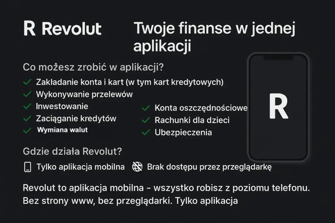 Revolut to aplikacja mobilna do zarządzania finansami: konta, przelewy, inwestycje, kredyty, waluty, oszczędności, ubezpieczenia. Sprawdź, co to jest Revolut!