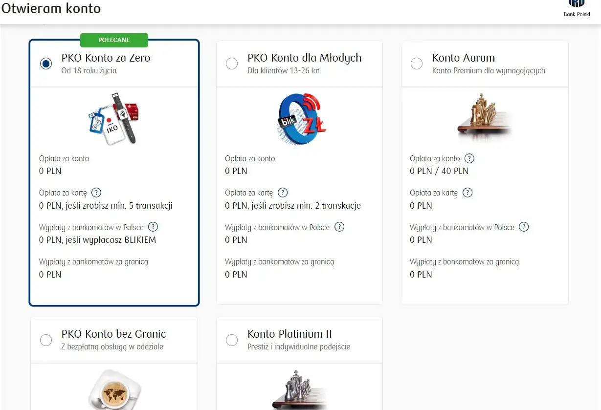 Wybierasz jakie to konto? PKO Konto za Zero, dla młodych, Aurum, bez granic czy Platinium II.